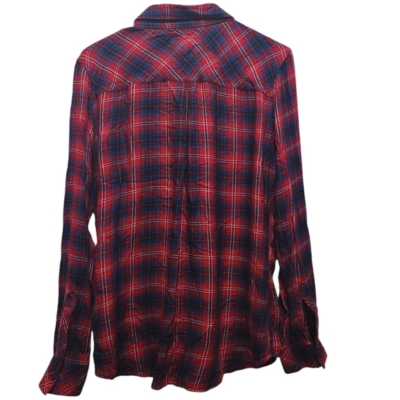 Rails Hunter Women’s SZ M Red Navy Plaid Flannel Style Shirt Soft Cabincore work - Picture 3 of 7